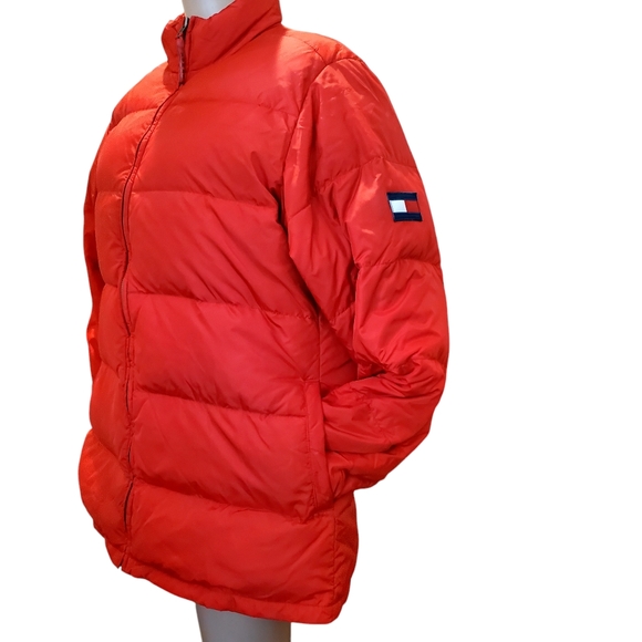 Tommy Hilfigger Down Puffer Red Jacket XL full zip Unisex 55%Down 45% Feathers - Picture 12 of 12